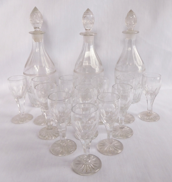 Empire Le Creusot crystal and ormolu liquor set, early 19th century