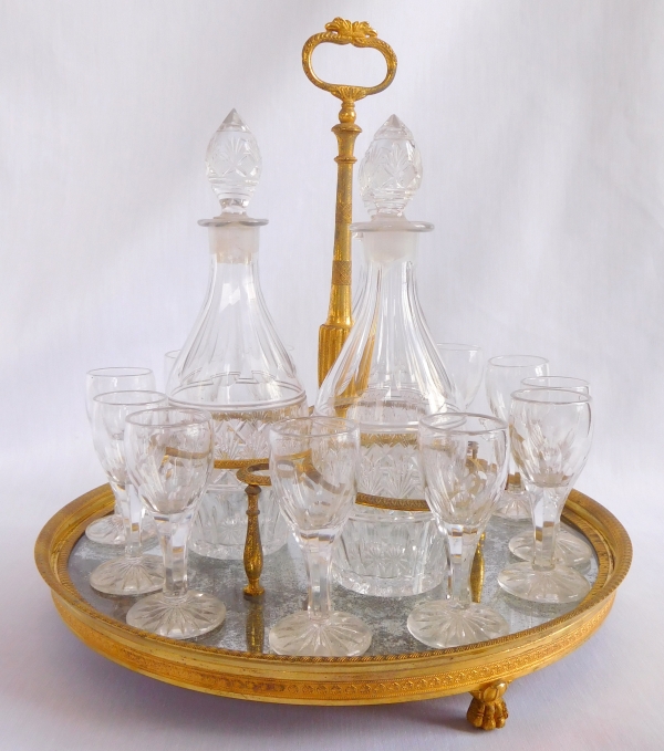 Empire Le Creusot crystal and ormolu liquor set, early 19th century