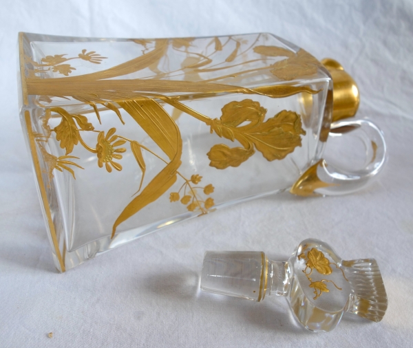 Baccarat crystal whisky bottle, Art Nouveau period - rare thistle shaped stopper
