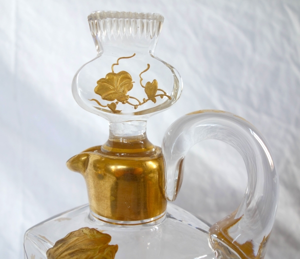 Baccarat crystal whisky bottle, Art Nouveau period - rare thistle shaped stopper