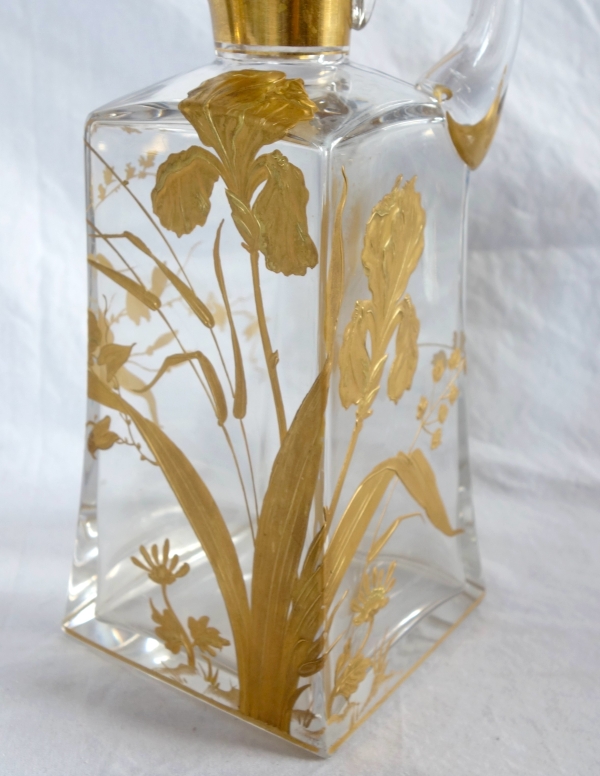 Baccarat crystal whisky bottle, Art Nouveau period - rare thistle shaped stopper