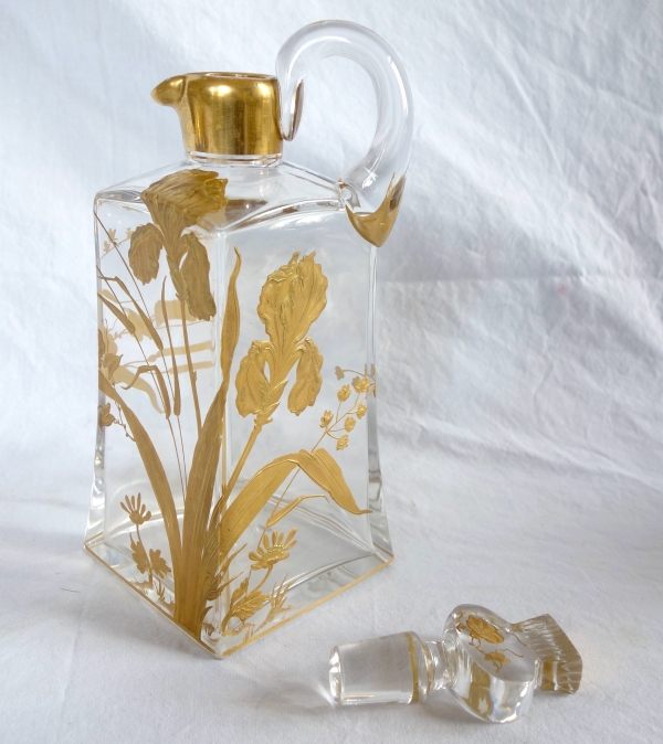 Baccarat crystal whisky bottle, Art Nouveau period - rare thistle shaped stopper