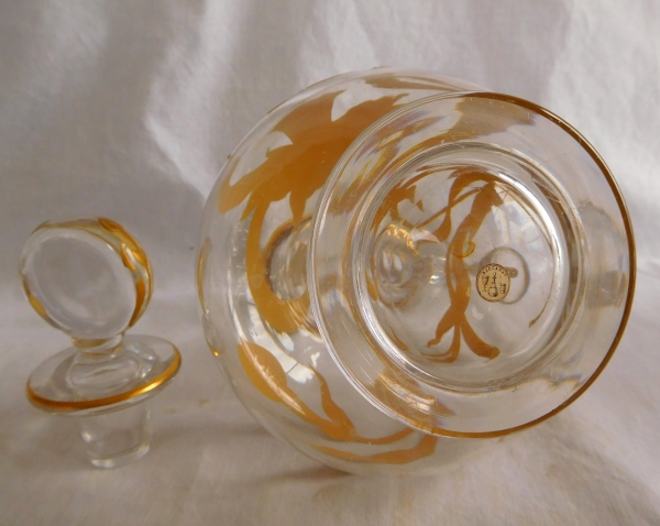 Carafe aiguière en cristal de Baccarat doré d'époque Art Nouveau - étiquette papier