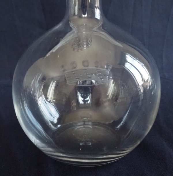 Tall Baccarat crystal wine bottle / decanter engraved with a crown of Baron - 30.5cm