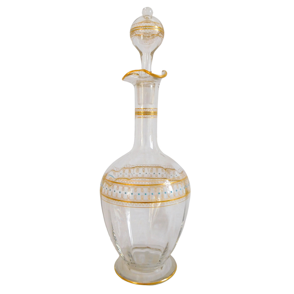 Carafe à vin orientaliste en cristal de Baccarat doré et émaillé - fin XIXe siècle