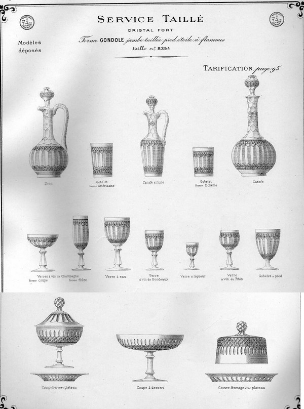 Carafe en cristal de Baccarat, étiquette papier, qualité musée