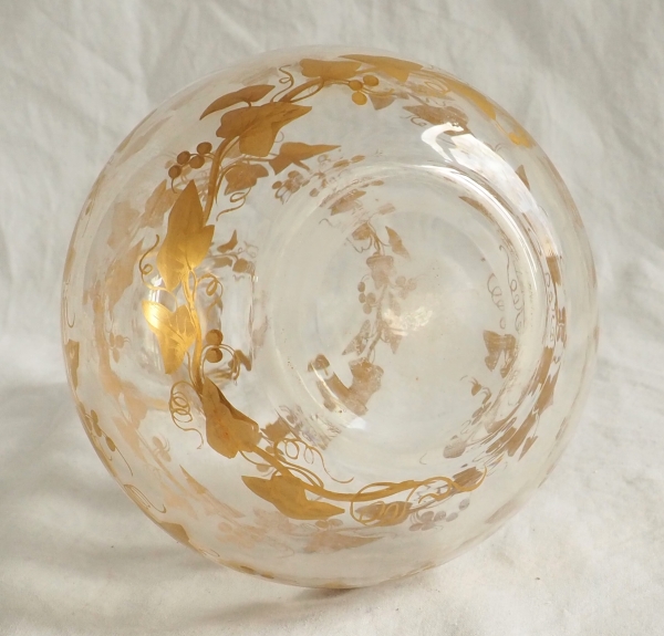 Carafe à vin en cristal de Baccarat, décor de lierre à l'or fin, époque Napoléon III