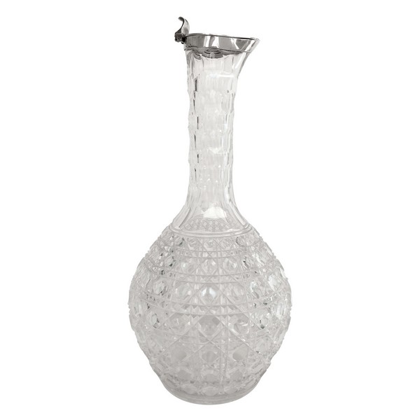 Carafe en cristal de Baccarat, modèle Pontarlier (Diamants Pierreries), monture en argent massif