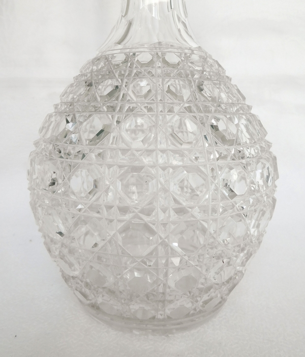 Baccarat crystal decanter, Pontarlier pattern, sterling silver bottleneck stopper