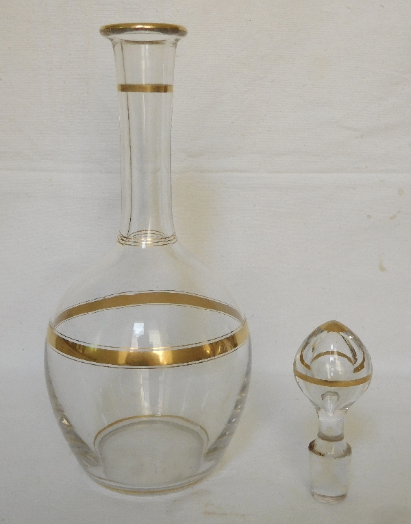 Baccarat crystal wine decanter enhanced with fine gold