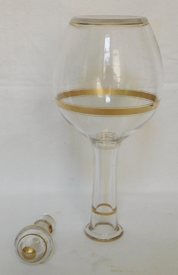 Baccarat crystal wine decanter enhanced with fine gold