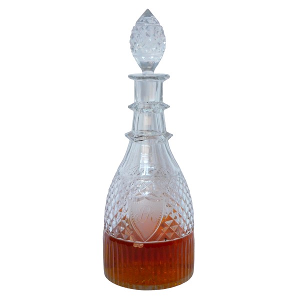 Le Creusot : carafe à vin / carafe à whisky taillée, époque Empire Restauration vers 1810 - 1820