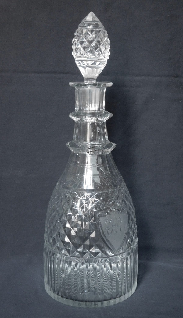 Le Creusot : carafe à vin / carafe à whisky taillée, époque Empire Restauration vers 1810 - 1820