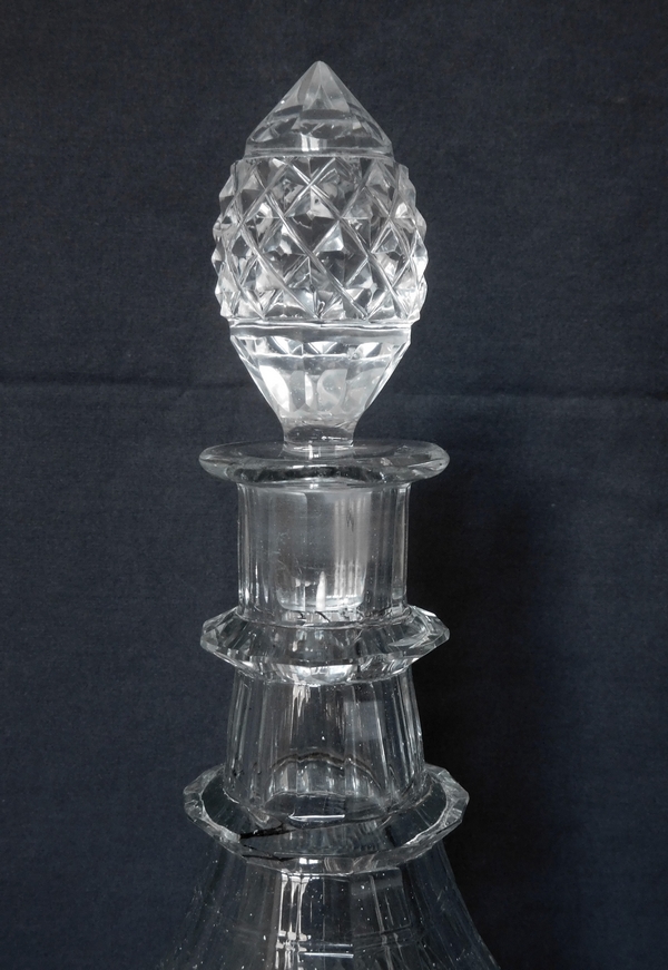 Le Creusot : carafe à vin / carafe à whisky taillée, époque Empire Restauration vers 1810 - 1820