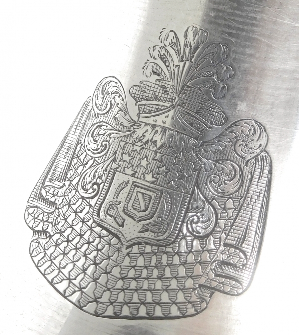 Baccarat crystal and sterling silver liquor bottle, Duke of Elchingen's coat of arms engraved