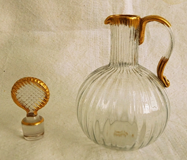 Daum crystal liquor bottle enhanced with fine gold, circa 1900 - signed