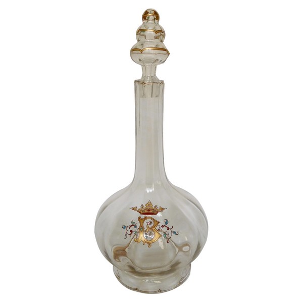  Emile Gallé wine decanter, gilt and enamelled glass, Marquis crown