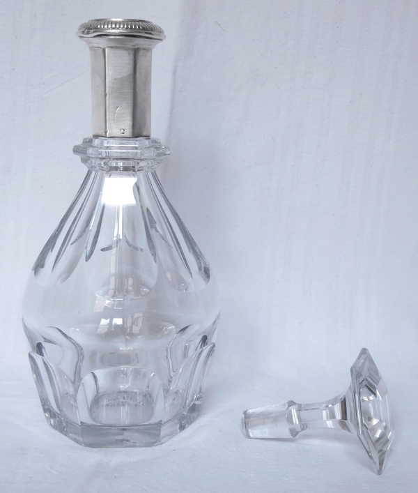 Baccarat crystal and sterling silver decanter, Harcourt pattern