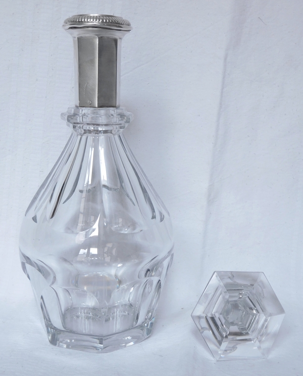 Baccarat crystal and sterling silver decanter, Harcourt pattern