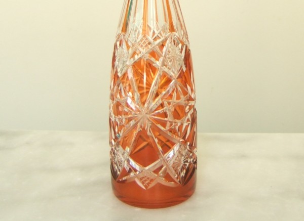 Baccarat crystal overlay wine decanter, Lagny pattern