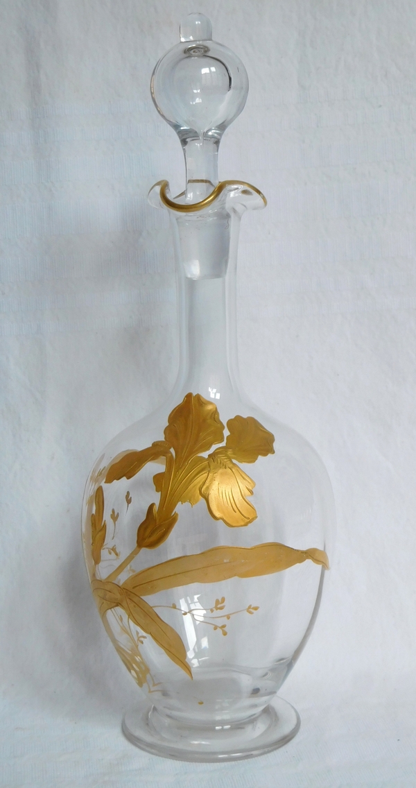 Carafe à liqueur en cristal de Baccarat rehaussé à l'or fin, époque Art Nouveau