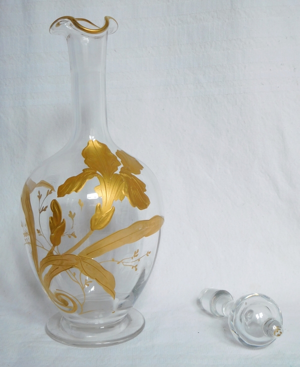 Carafe à liqueur en cristal de Baccarat rehaussé à l'or fin, époque Art Nouveau