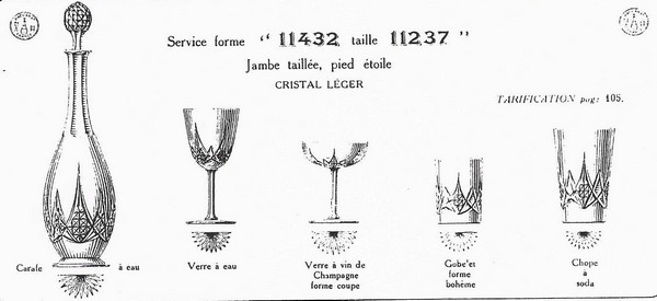 Carafe à liqueur en cristal de Baccarat émaillé et doré - rare modèle Art Nouveau d'époque 1900