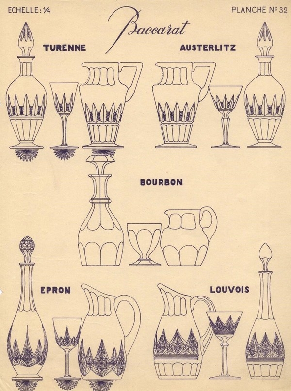 Carafe à liqueur en cristal de Baccarat émaillé et doré - rare modèle Art Nouveau d'époque 1900