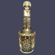 Rare carafe à liqueur en cristal de Baccarat dorée