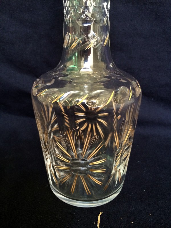 Rare carafe à liqueur en cristal de Baccarat dorée