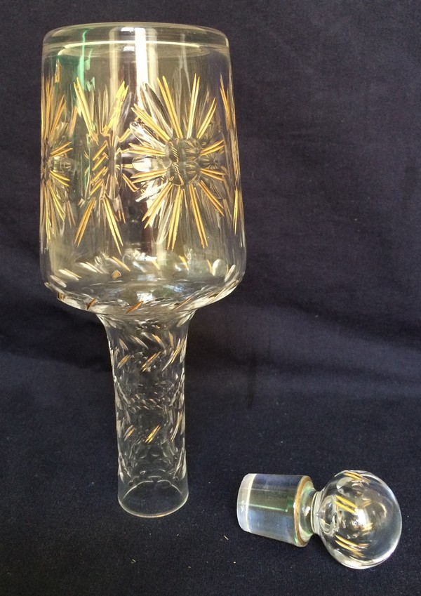 Rare carafe à liqueur en cristal de Baccarat dorée