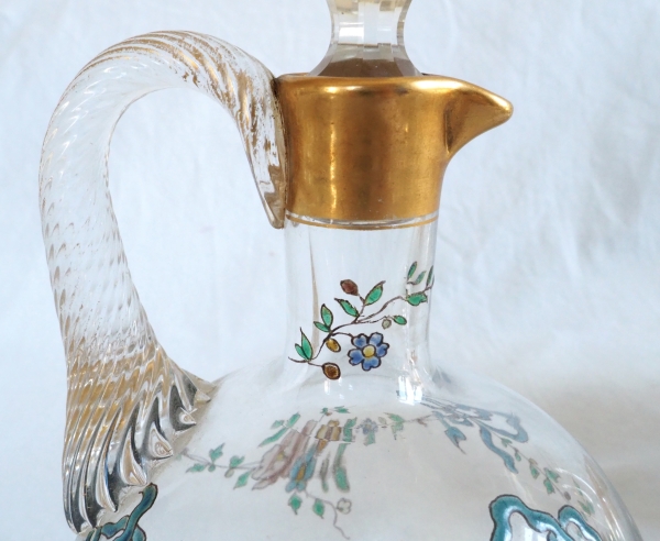 Carafe à liqueur en cristal de Baccarat émaillé et doré, style Louis XVI