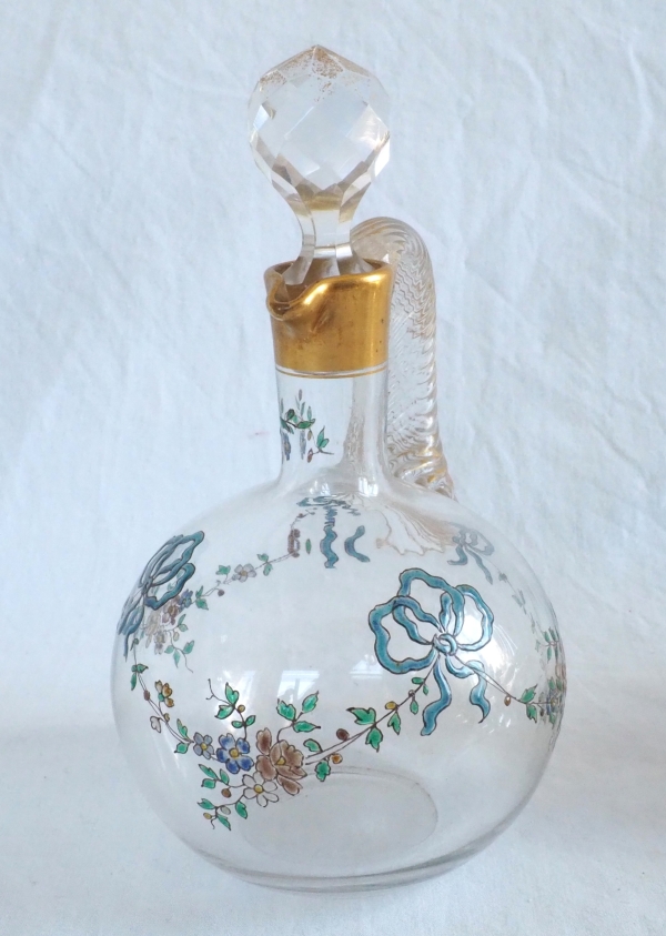 Carafe à liqueur en cristal de Baccarat émaillé et doré, style Louis XVI