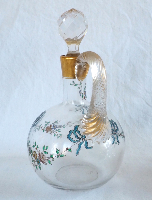 Carafe à liqueur en cristal de Baccarat émaillé et doré, style Louis XVI