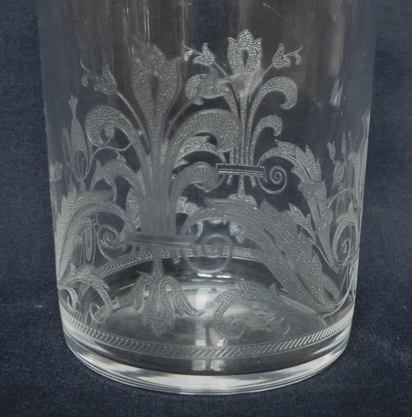 Baccarat crystal liquor decanter, engraved fleur-de-lis pattern #6759