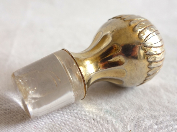 Carafe à liqueur en cristal de Baccarat taillé monture en vermeil - argent massif poinçon Minerve