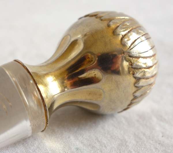 Carafe à liqueur en cristal de Baccarat taillé monture en vermeil - argent massif poinçon Minerve