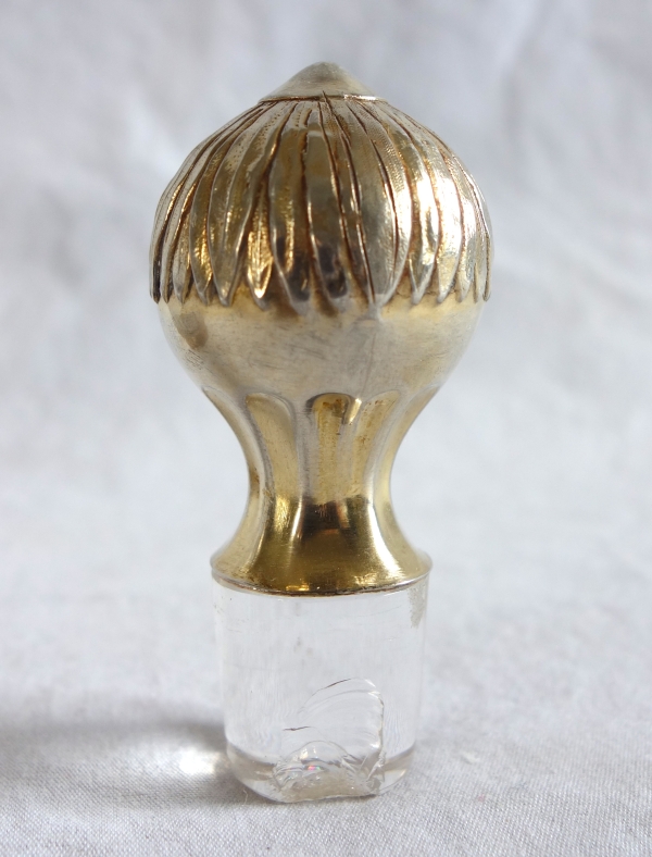 Carafe à liqueur en cristal de Baccarat taillé monture en vermeil - argent massif poinçon Minerve