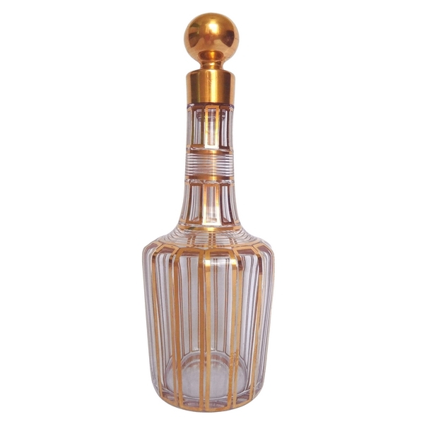 Carafe à liqueur en cristal de Baccarat, modèle Cannelures réhaussé de filets or