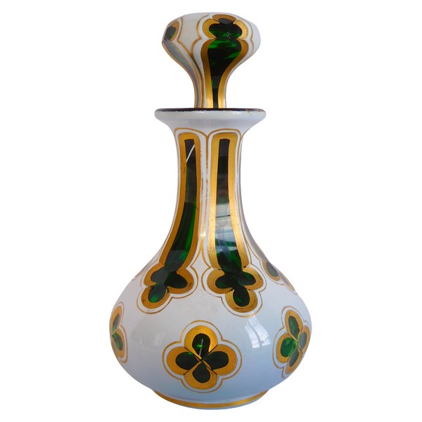 Opaline overlay liquor bottle - France, Charles X period - early 19th century circa 1830