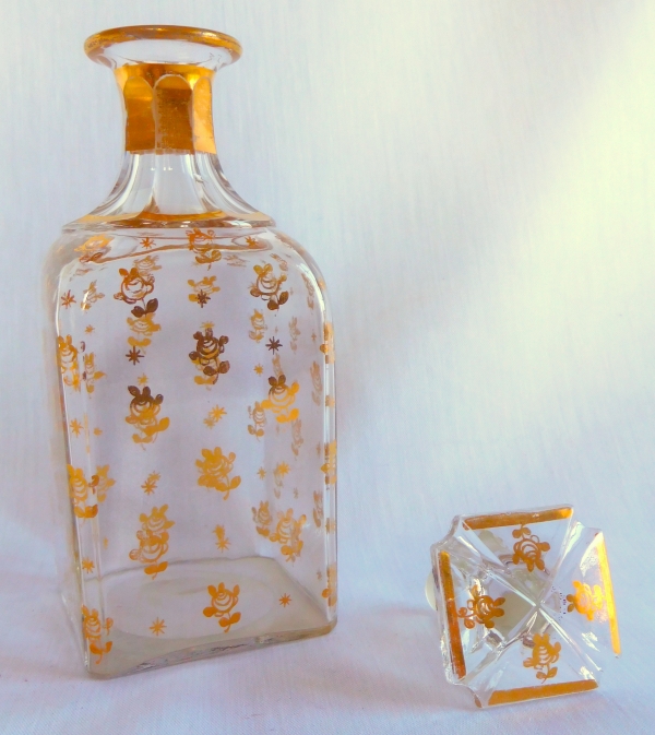 Carafe à liqueur / carafe à whisky d'époque Napoléon III en cristal de Baccarat doré