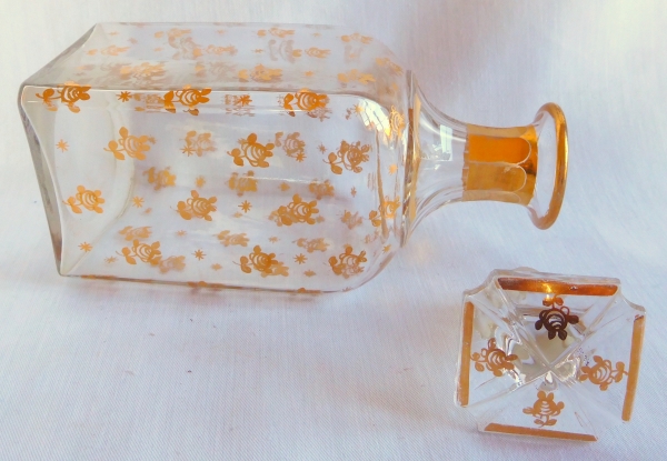 Carafe à liqueur / carafe à whisky d'époque Napoléon III en cristal de Baccarat doré