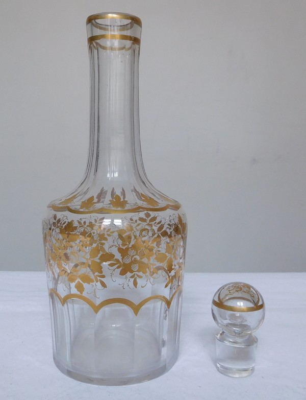 Carafe à liqueur en cristal de Baccarat doré à l'or fin, époque fin XIXe