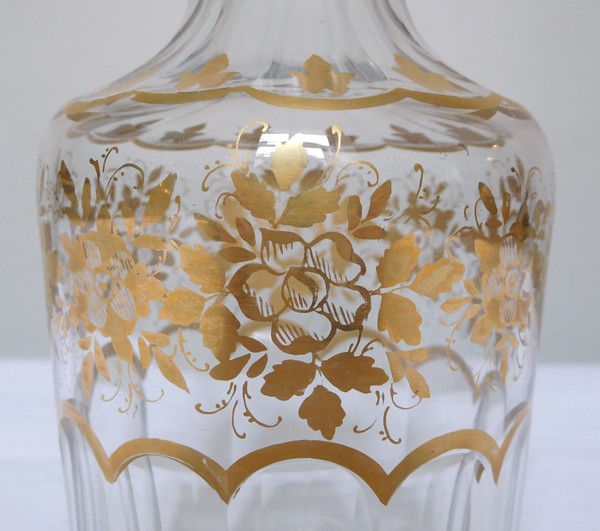 Carafe à liqueur en cristal de Baccarat doré à l'or fin, époque fin XIXe