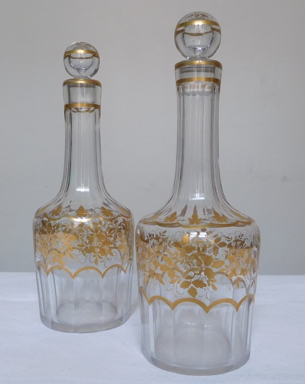 Carafe à liqueur en cristal de Baccarat doré à l'or fin, époque fin XIXe