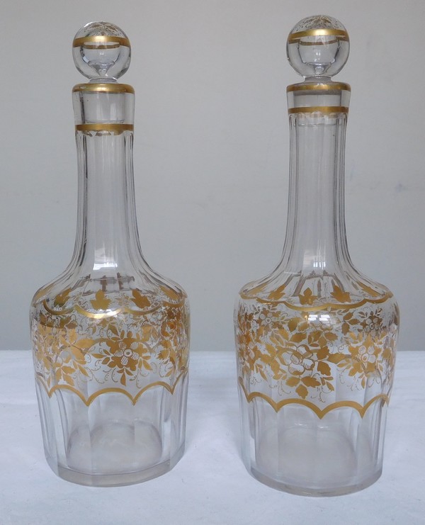 Carafe à liqueur en cristal de Baccarat doré à l'or fin, époque fin XIXe