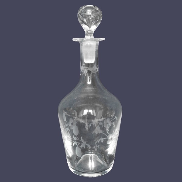 Late 19th century engraved crystal liquor bottle