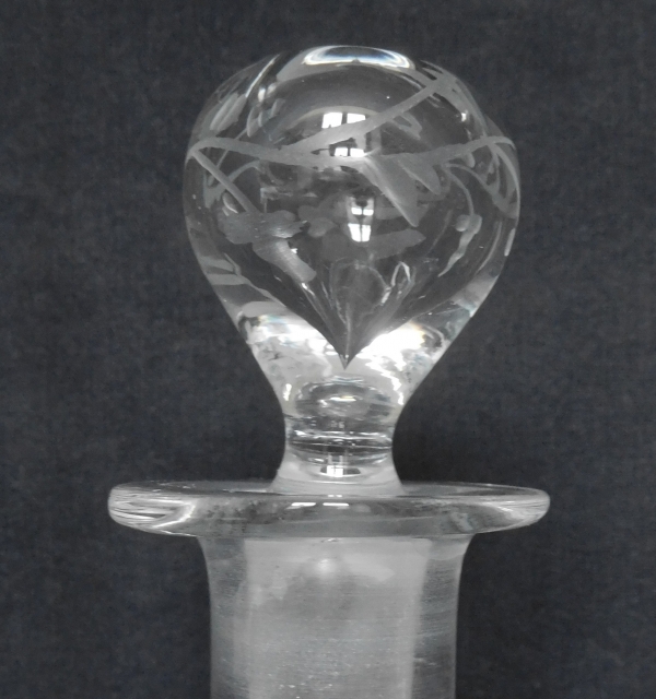 Late 19th century engraved crystal liquor bottle