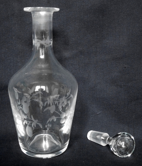 Late 19th century engraved crystal liquor bottle