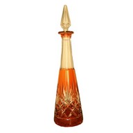 St Louis crystal liquor decanter, orange overlay, Masset patternLiquor